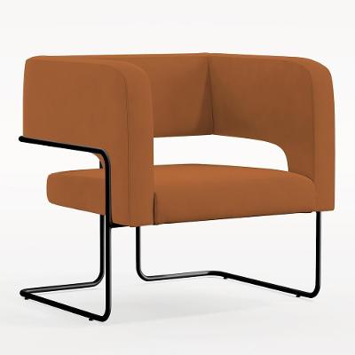 Poltrona Base De Aço Preto Veludo Telha C-262