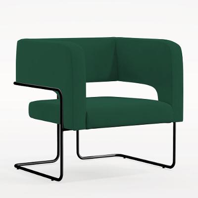 Poltrona Base De Aço Preto Veludo Verde C-303