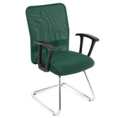 Poltrona Diretor Base Fixa Cromada Tela Mesh Verde