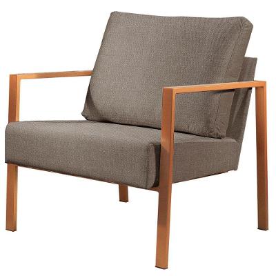 Poltrona Sophia Metal Industrial Bronze Castellar Móbile Cappuccino