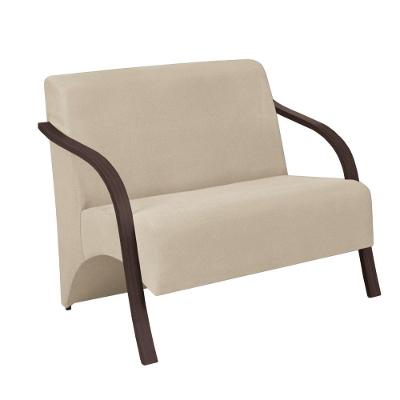 Poltrona Vênus 2 Lugares D Salla Suede Braço Madeira Bege
