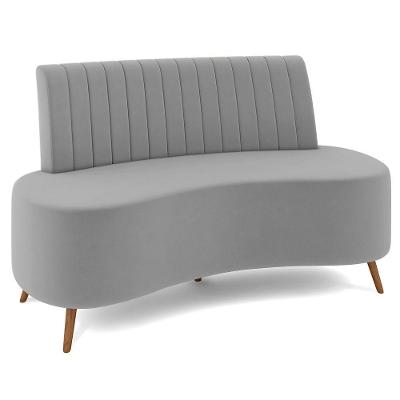 Sofá 2 Lugares Para Sala Living 135cm Pés Palito Tamar K04 Veludo Cinza - Mpozenato