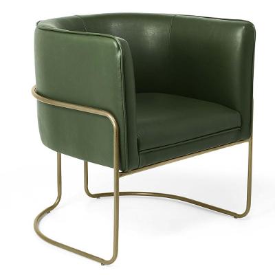 Poltrona Fixa Base De Aço Bronze Corano Verde Musgo B-89