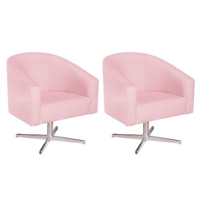 Kit 02 Poltronas Luiza Base Giratória De Metal Suede - Doce Sonho Móveis Rosa Bebê