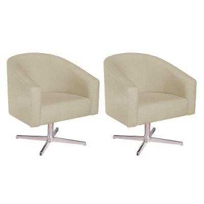 Kit 02 Poltronas Luiza Base Giratória De Metal Suede - Doce Sonho Móveis Bege