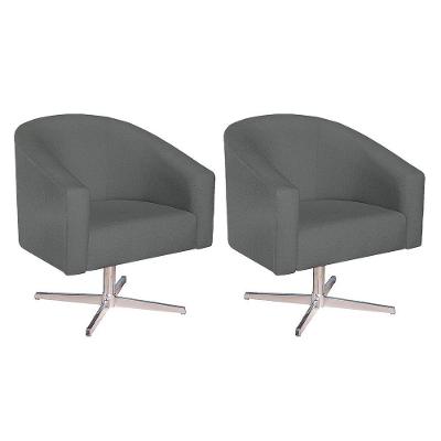 Kit 02 Poltronas Luiza Base Giratória De Metal Suede - Doce Sonho Móveis Cinza