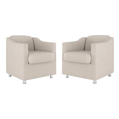 Kit 02 Cadeiras Poltronas Decorativas Recepção Clinica Suede Cor:bege