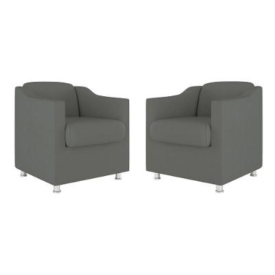 Kit 02 Cadeiras Poltronas Decorativas Recepção Clinica Suede Cor:cinza