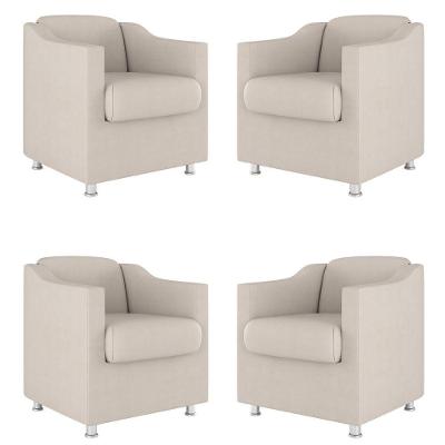 Kit 04 Cadeira Poltronas Decorativas Sala De Espera Clinica Cor:bege