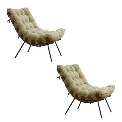 Kit Com 2 Poltronas Costela-suede Bege