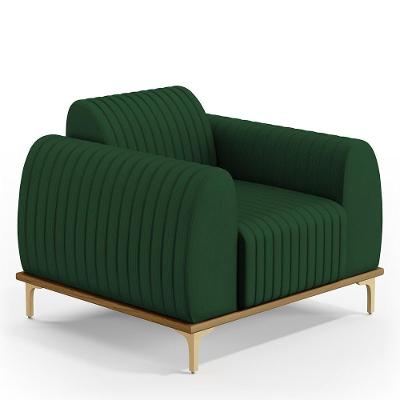 Poltrona Com Pés D'Ouro Molino D02 Veludo Verde Musgo C-303
