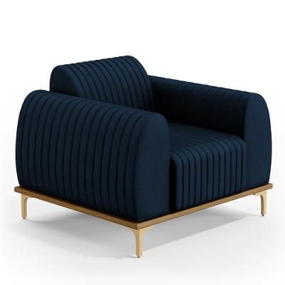 Poltrona Com Pés D'Ouro Molino D02 Veludo Azul Oxford C-304