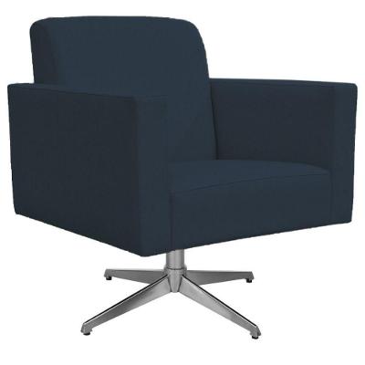 Poltrona Com Base Giratória Suede Azul Marinho