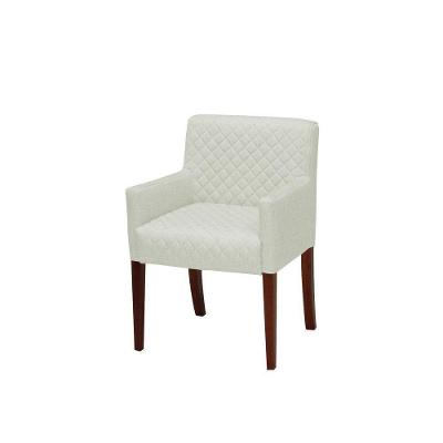 Poltrona Decorativa Liverpool Base Madeira Corano Bege