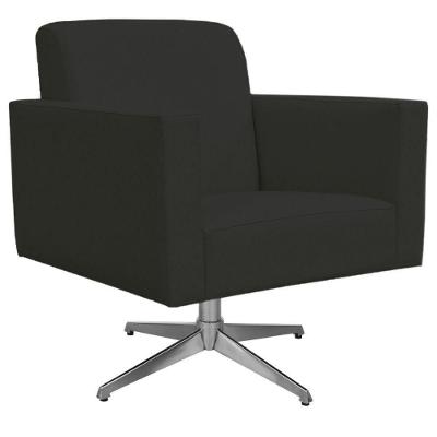 Poltrona Com Base Giratória Para Sala De Estar Suede Preto