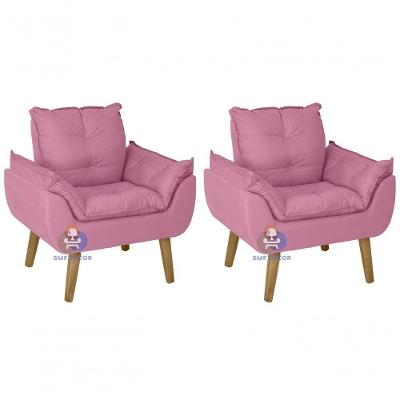 Kit 02 Poltrona Opala Suede Rose