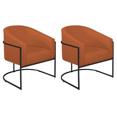 Kit 02 Poltronas Decorativas Luiza Base De Ferro Preto Suede - Amarena Móveis Terracota