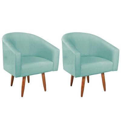 Kit 02 Poltronas Decorativas Luiza Pés Palito Suede - Amarena Móveis Azul Tiffany