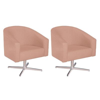 Kit 02 Poltronas Decorativassala De Estar Luiza Base Giratória De Metal Suede - Amarena Móveis Rosê