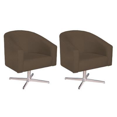 Kit 02 Poltronas Luiza Base Giratória De Metal Suede - Amarena Móveis Marrom