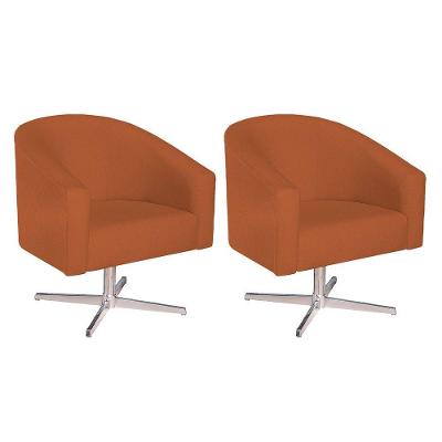 Kit 02 Poltronas Luiza Base Giratória De Metal Suede - Amarena Móveis Terracota