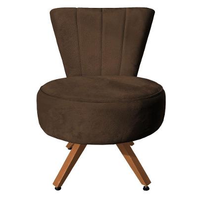 Poltrona Cadeira Decorativa Costurada Elegância Veludo Base Giratória Castanho - Pallazio Marrom