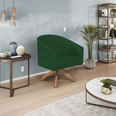 Poltrona Decorativa Luiza Base Giratória De Madeira Suede - Doce Sonho Móveis Verde