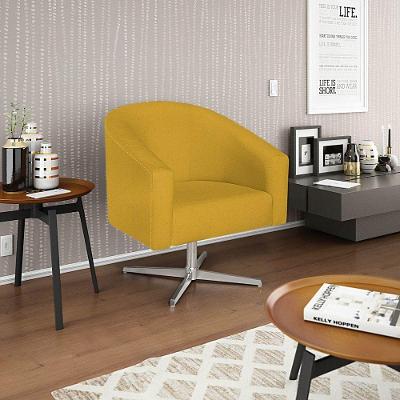 Poltrona Decorativa Luiza Base Giratória De Metal Suede - Amarena Móveis Amarelo