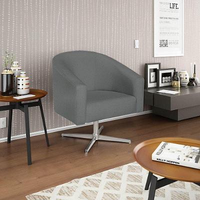 Poltrona Decorativa Luiza Base Giratória De Metal Suede - Amarena Móveis Cinza
