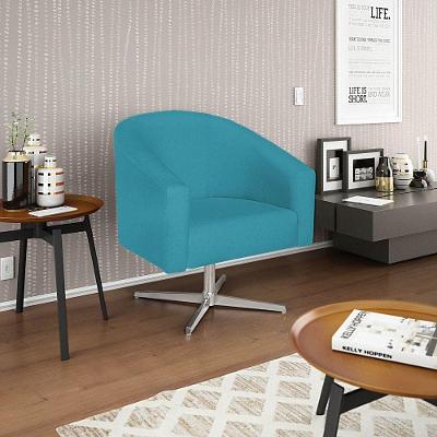 Poltrona Decorativa Luiza Base Giratória De Metal Suede - Amarena Móveis Azul Turquesa