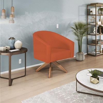 Poltrona Decorativa Luiza Base Giratória De Madeira Suede - Doce Sonho Móveis Terracota