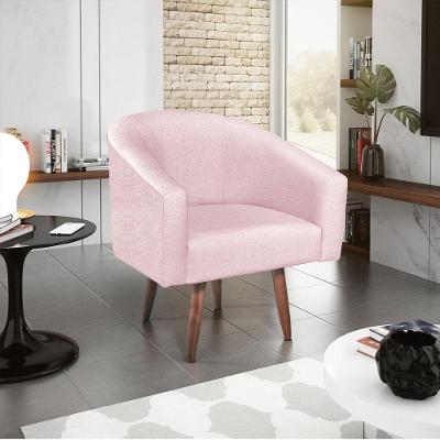 Poltrona Decorativa Luiza Pés Palito Suede - Doce Sonho Móveis Rosa Bebê