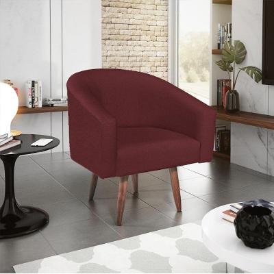 Poltrona Decorativa Luiza Pés Palito Suede - Doce Sonho Móveis Bordô