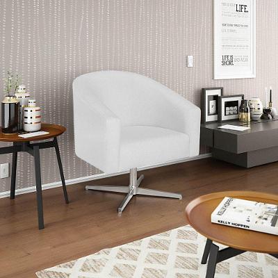 Poltrona Decorativa Luiza Base Giratória De Metal Suede - Doce Sonho Móveis Branco