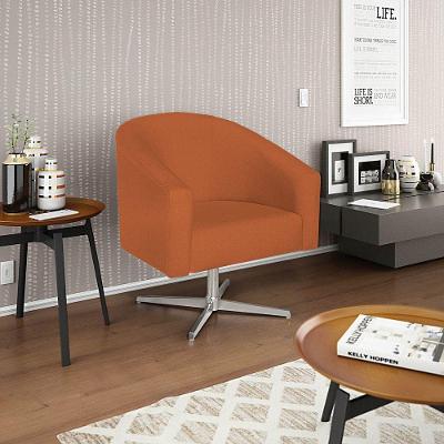 Poltrona Decorativa Luiza Base Giratória De Metal Suede - Amarena Móveis Terracota