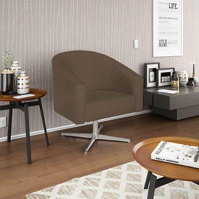 Poltrona Decorativa Luiza Base Giratória De Metal Suede - Amarena Móveis Marrom