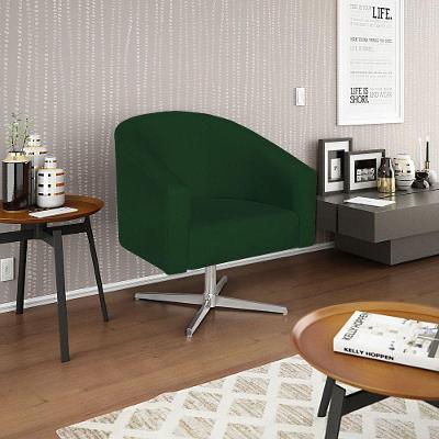 Poltrona Decorativa Luiza Base Giratória De Metal Suede - Amarena Móveis Verde