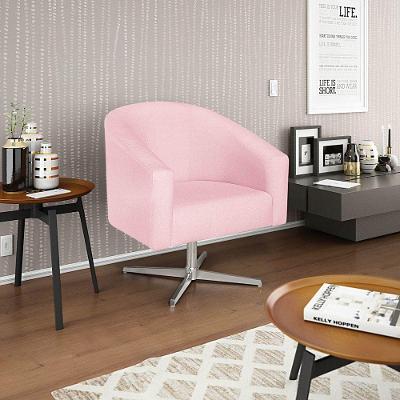 Poltrona Decorativa Luiza Base Giratória De Metal Suede - Amarena Móveis Rosa Bebê