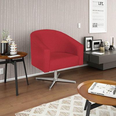 Poltrona Decorativa Luiza Base Giratória De Metal Suede - Amarena Móveis Vermelho