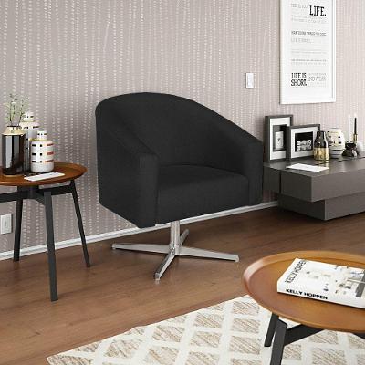 Poltrona Decorativa Luiza Base Giratória De Metal Suede - Amarena Móveis Preto
