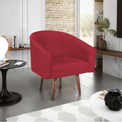 Poltrona Decorativa Sala De Estar Recepção Luiza Pés Palito Suede - Amarena Móveis Vermelho