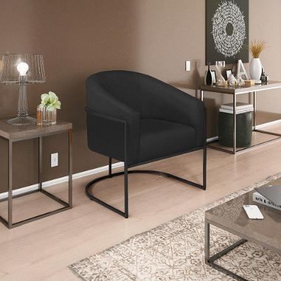 Poltrona Decorativa Sala De Estar Recepção Luiza Base De Ferro Preto Suede - Amarena Móveis Preto
