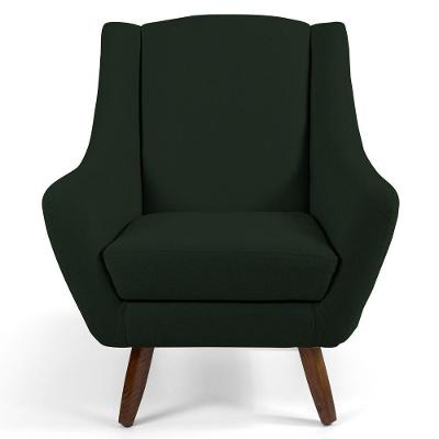 Poltrona Decorativa Sala de Estar Pés de Madeira Naomi Veludo Verde Musgo Gran Belo