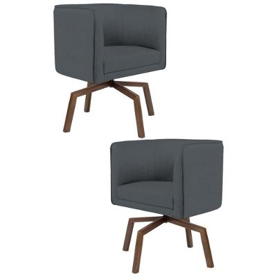 2 Poltronas Ka Madeira Betina C03 Corano Cinza