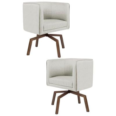 2 Poltronas Ka Madeira Betina C107 Linho Cru