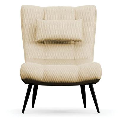 Kit 2 Poltronas Decorativas Sala De Estar Pés Palito Lord Veludo Luxo Off White - Ibiza
