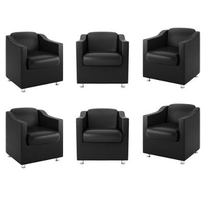 Kit 6 Poltronas Tilla Recepção Clínica Dentista Preto