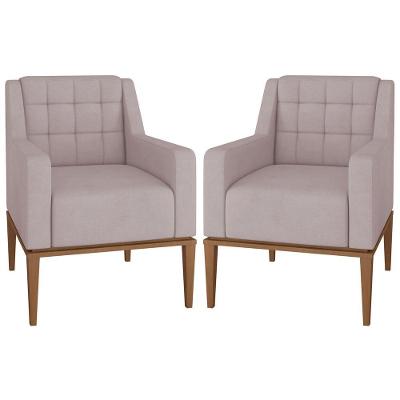 Kit 2 Poltronas Sala de Estar Madonna Suede Rosê Gran Belo