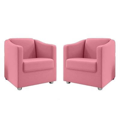 Kit 2 Poltronas Decorativa Bia Suede Rosa Dal Poz Estofados