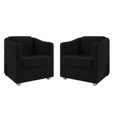 Kit 2 Poltronas Decorativa Bia Suede Preto Dal Poz Estofados
